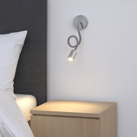 Focus-1 ap applique cromata luce orientabile per comodino camera da letto