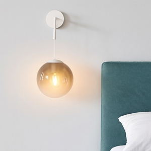 Applique a sospensione pendente da letto bianca vetro fume