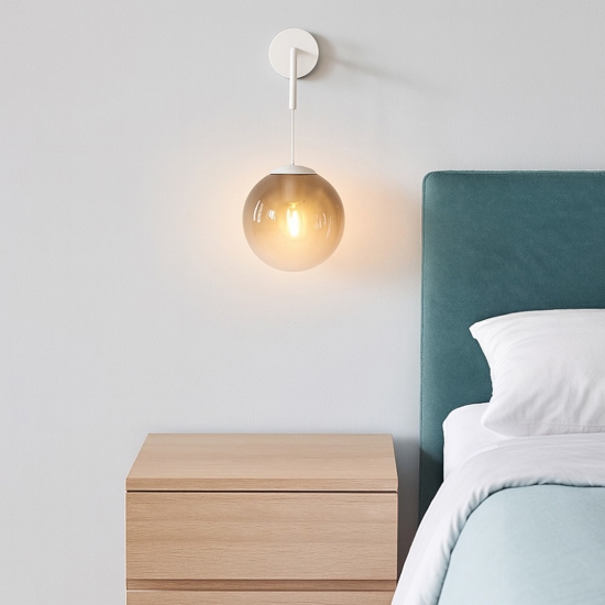 Applique a sospensione pendente da letto bianca vetro fume Applique a sospensione pendente da letto bianca vetro fume