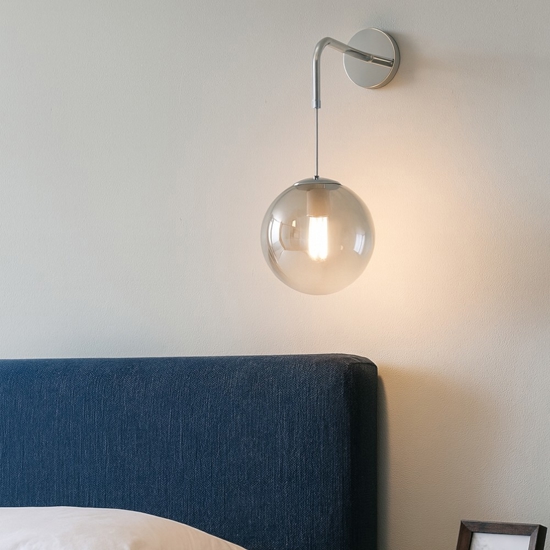 Lampada da letto applique toplight per comodino cromo vetro bronzo