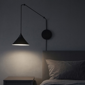 Lampada da comodino a parete applique nero fp