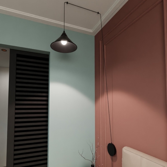 Lampada da comodino a parete applique nero fp
