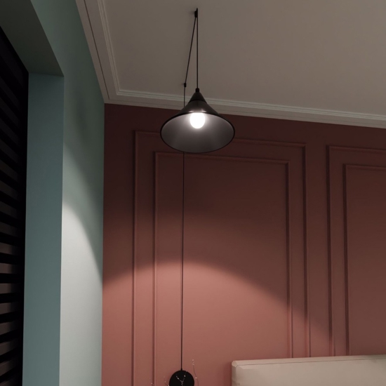 Lampada da comodino a parete applique nero fp