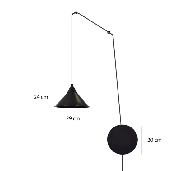 Lampada da comodino a parete applique nero fp