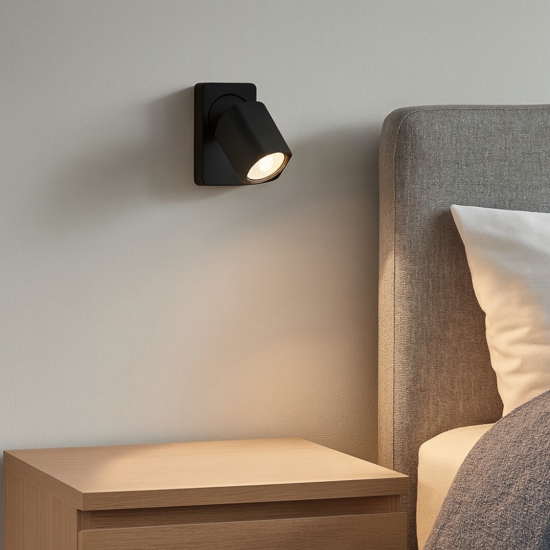 Ideal lux rudy ap1 square applique per camera da letto nera orientabile gu10 led