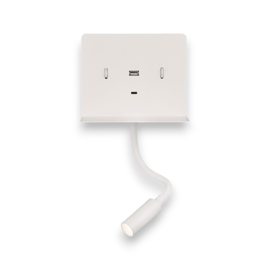 Applique bianco moderno da comodino presa usb luce orientabile Applique bianco moderno da comodino presa usb luce orientabile