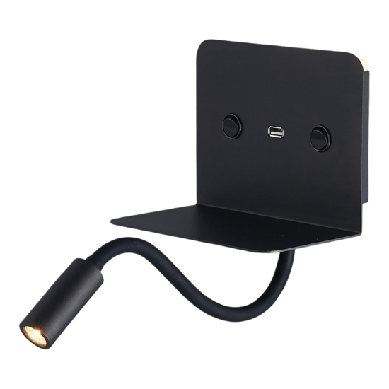 Applique da comodino per camera da letto moderna nero con presa usb Applique da comodino per camera da letto moderna nero con presa usb