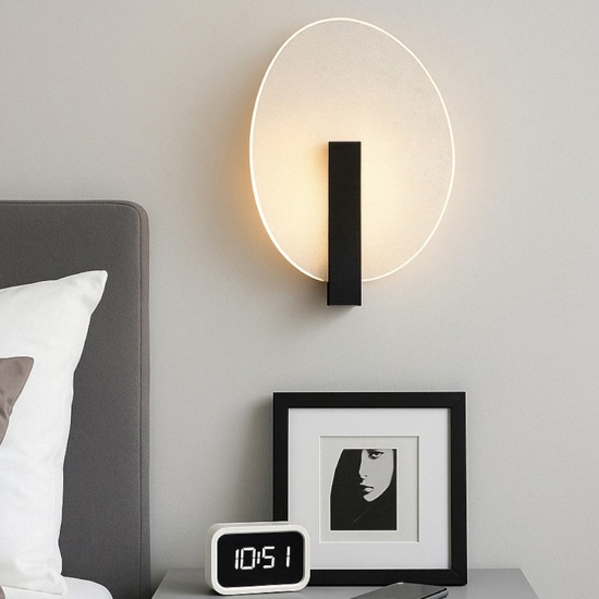 Applique nero per camera da letto moderna led 9w 3000k fp