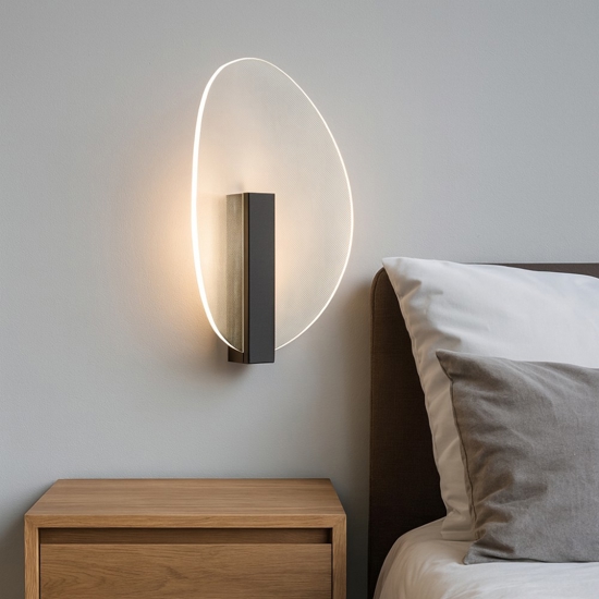 Applique nero per camera da letto moderna led 9w 3000k fp