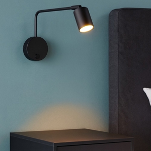 Applique da comodino nero braccio orientabile per camera da letto