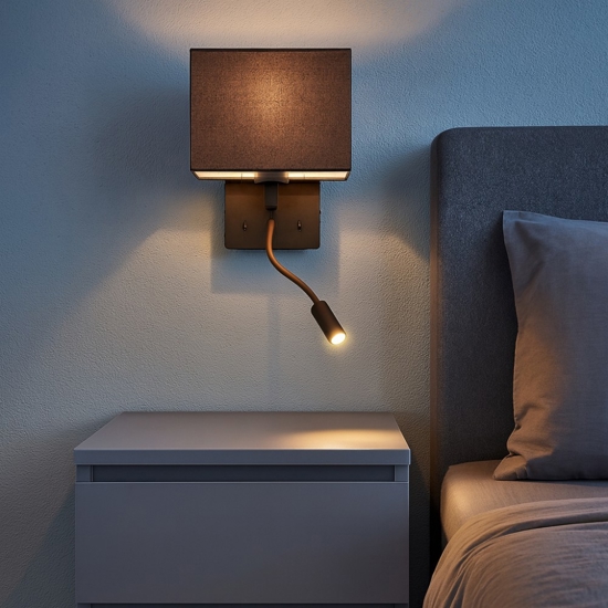 Ondaluce ap shadow applique per comodino camera da letto led orientabile nera