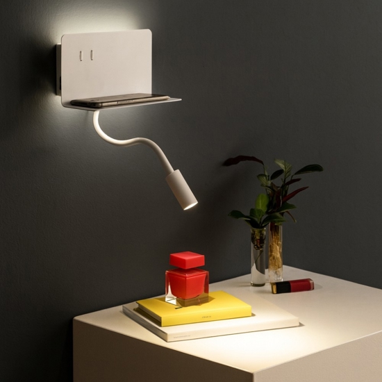 Ap stan ondaluce applique camera da letto bianca porta usb led orientabile Ap stan ondaluce applique camera da letto bianca porta usb led orientabile