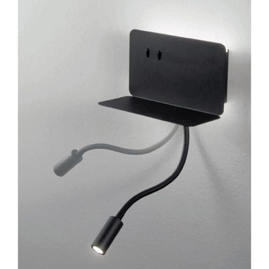 Ondaluce ap stan applique comodino camera da letto presa usb orientabile nera Ondaluce ap stan applique comodino camera da letto presa usb orientabile nera