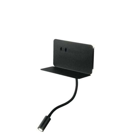 Ondaluce ap stan applique comodino camera da letto presa usb orientabile nera Ondaluce ap stan applique comodino camera da letto presa usb orientabile nera