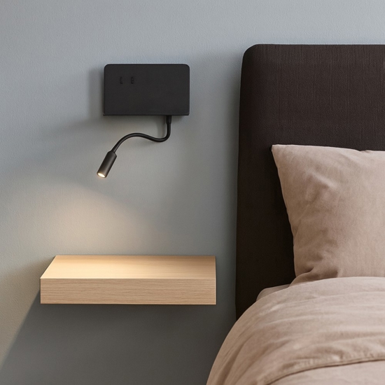 Ondaluce ap stan applique comodino camera da letto presa usb orientabile nera Ondaluce ap stan applique comodino camera da letto presa usb orientabile nera