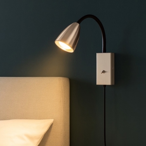 Applique da comodino camera da letto nichel opaco luce orientabile