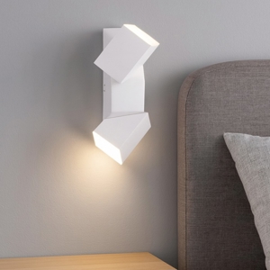 Applique per comodino camera da letto bianca due luci orientabili