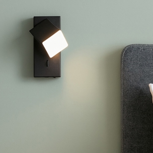 Applique comodino camera da letto nero led 3000k orientabile