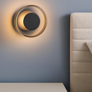 Applique per camera da letto tonda led 10w 3000k nero opaco