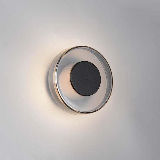Applique per camera da letto tonda led 10w 3000k nero opaco
