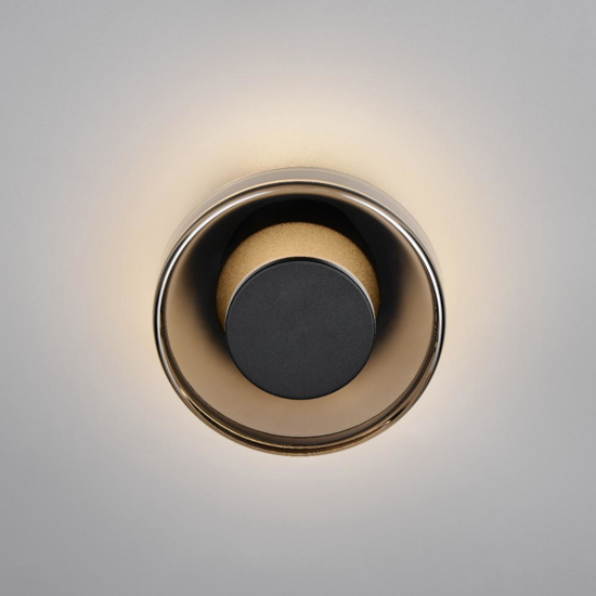 Applique per camera da letto tonda led 10w 3000k nero opaco