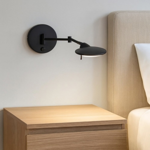 Applique camera da letto moderna orientabile led 3000k nero opaco