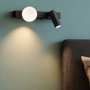 Ping pong ap applique per camera da letto nera doppia luce ideal lux