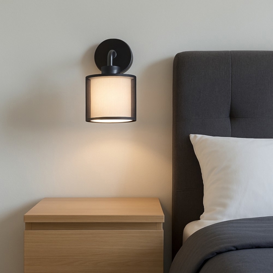 Applique orientabili per comodino camera da letto paralume tessuto Applique orientabili per comodino camera da letto paralume tessuto