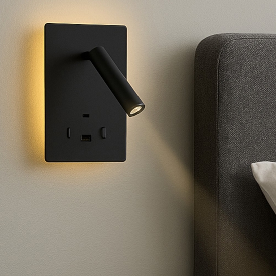 Applique nero da comodino luce led 3000k orientabile Applique nero da comodino luce led 3000k orientabile