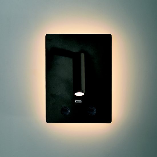 Applique nero da comodino luce led 3000k orientabile Applique nero da comodino luce led 3000k orientabile