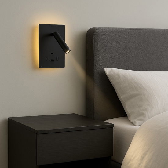 Applique nero da comodino luce led 3000k orientabile Applique nero da comodino luce led 3000k orientabile