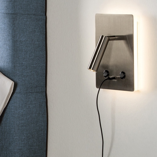 Applique da testata camera da letto multifunzione led 3000k usb nickel Applique da testata camera da letto multifunzione led 3000k usb nickel