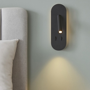 Ap plate ondaluce applique per comodino nera led 3000k orientabile