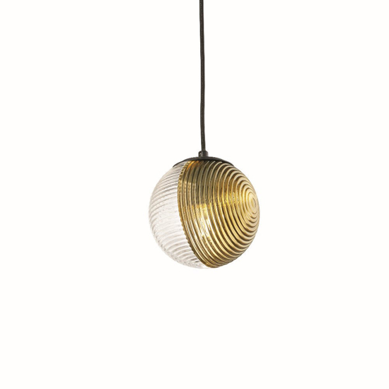 Bella ondaluce lampada a sospensione vetro decorato oro