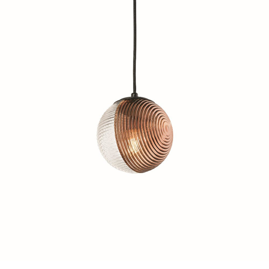Lampada a sospensione sfera vetro rame ondaluce bella cavo regolabile 19cm