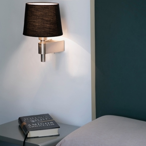 Applique per camera da letto hotel paralume nero con interruttore