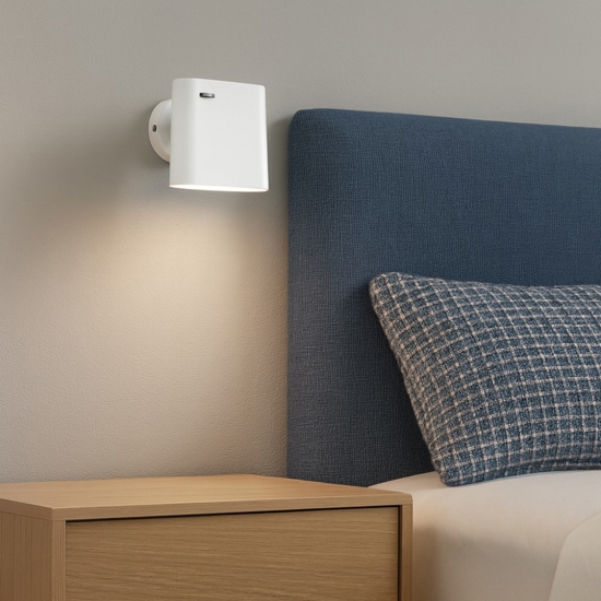 Applique per comodino camera da letto bianco 6w 2700k orientabile