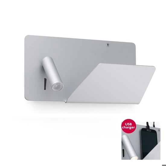 Applique per comodino camera da letto moderna grigio presa usb destra Applique per comodino camera da letto moderna grigio presa usb destra