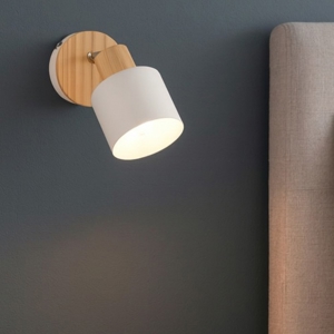 Applique per camera da letto grigia di legno orientabile