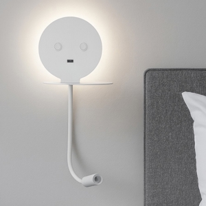Visualizza i dettagli per Applique da comodino led 3000k orientabile presa usb bianco Applique da comodino led 3000k orientabile presa usb bianco