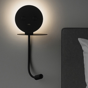 Applique da comodino nero luce orientabile presa usb