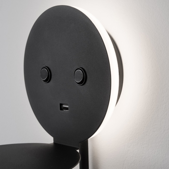 Applique da comodino nero luce orientabile presa usb