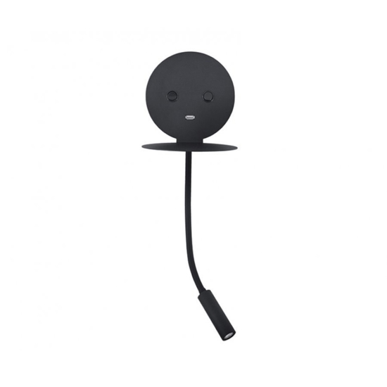 Applique da comodino nero luce orientabile presa usb