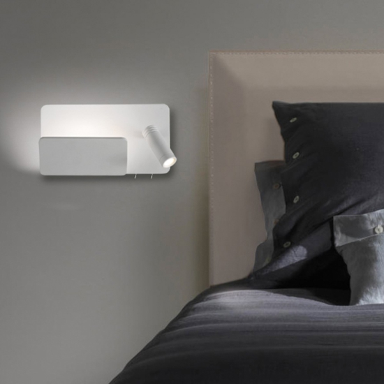 Applique per comodino lato destro multifunzione usb luce da lettura mensola