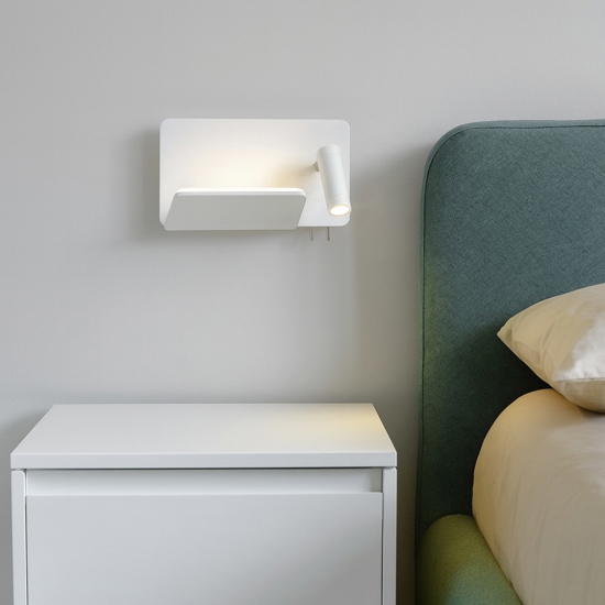 Applique per comodino lato destro multifunzione usb luce da lettura mensola