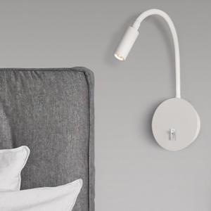 Applique bianco comodino orientabile per camera da letto led 3w 3000k