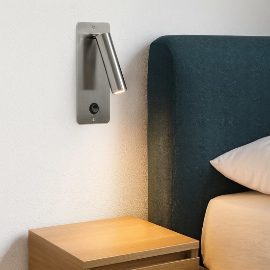 Applique da incasso per comodino camera da letto 3w 3000k grigio