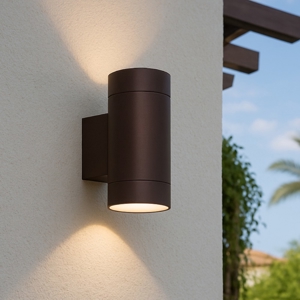 Applique per esterno moderno cilindro marrone gea luce
