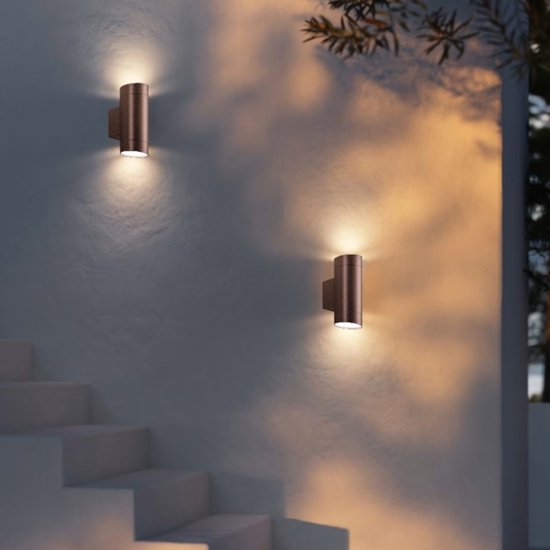 Applique per esterno moderno cilindro marrone gea luce