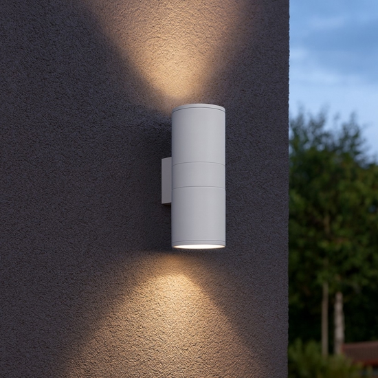 Gun ap2 big applique per esterno ip44 ideal lux cilindro bianco luce up&down